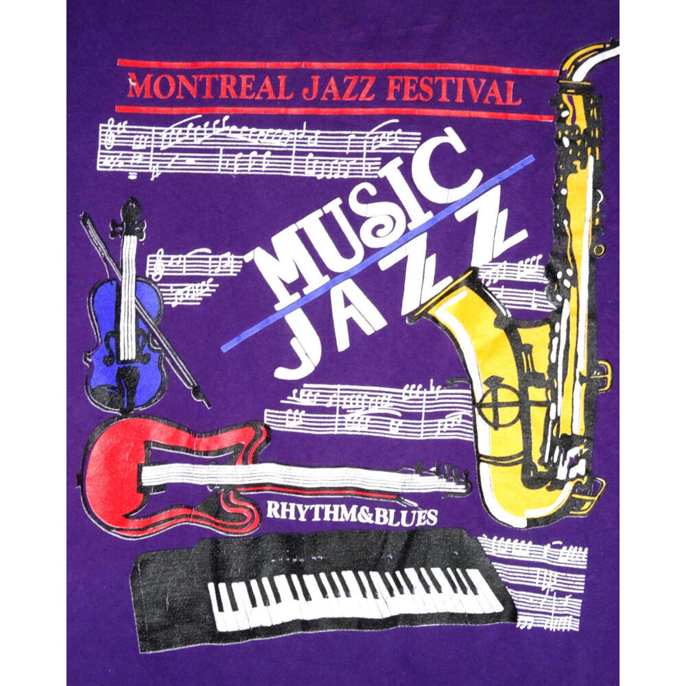 Vintage 90s Montreal Jazz Music Festival T Shirt Large Mens Purple Graphic Tee